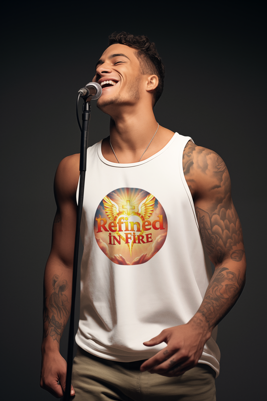 Refined in Fire Men’s Christian Tank Top – Faith, Heart, and Wings