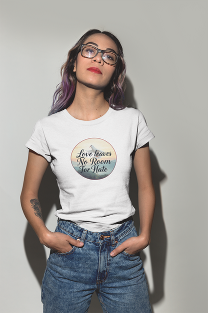 Women’s Christian T-Shirt – Love Leaves No Room For Hate Dove Design – Spiritual Everyday Tee