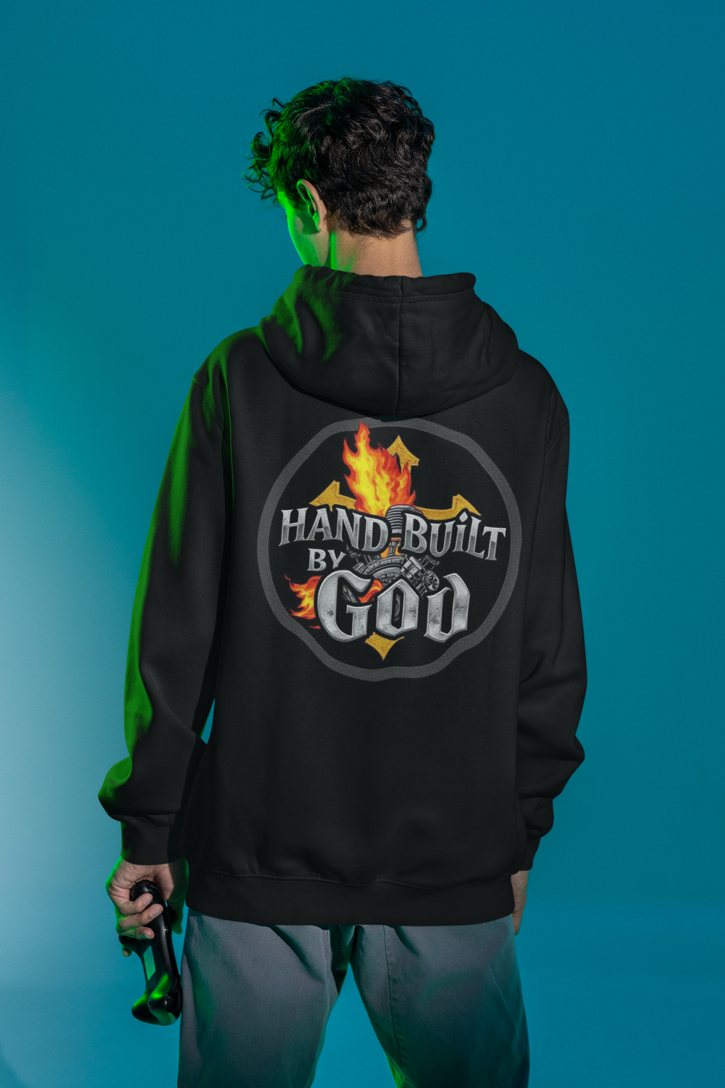 Men’s “Hand Built By God” Christian Hoodie – Bold Faith Identity Pullover