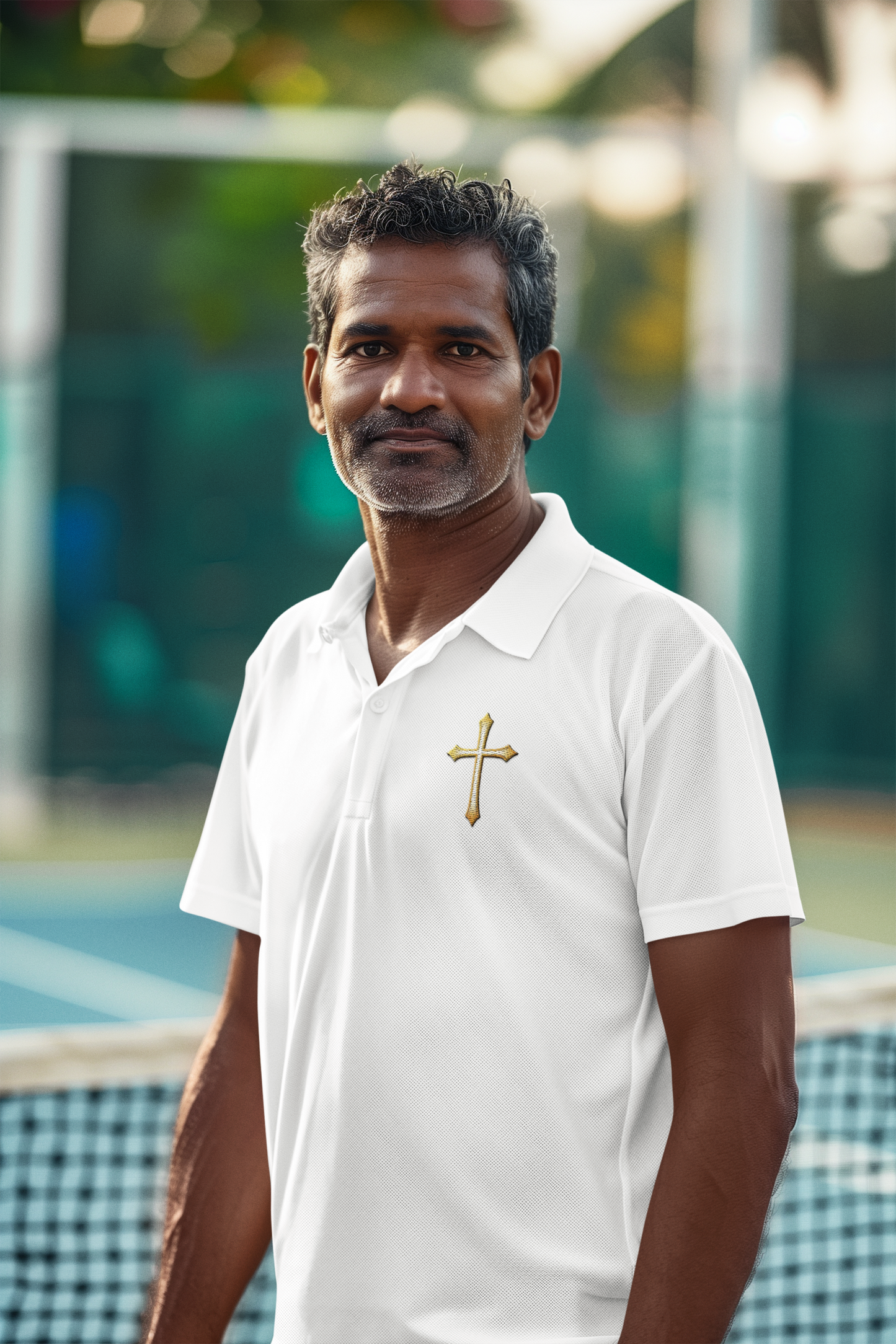 Men’s Modern Gold Cross Polo Shirt – Sleek Faith-Inspired Design