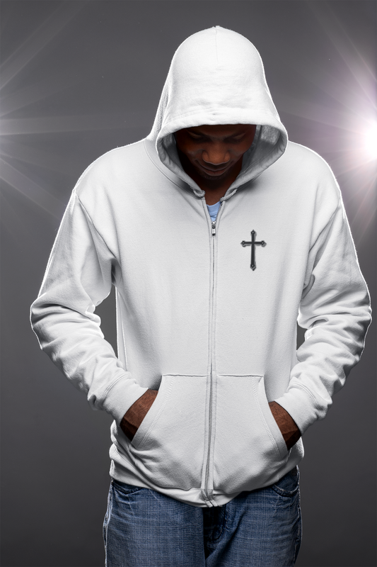 Men’s Black Cross Zip-Up Hoodie – Everyday Faith & Comfort