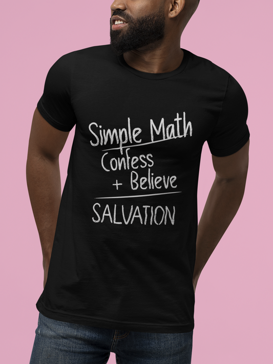 Simple Math of Salvation Men’s T-Shirt – Bold Faith (White Chalk)