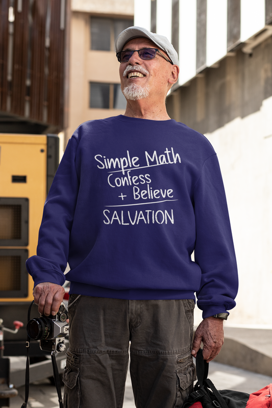 Simple Math Men’s Sweatshirt – Faith Pullover (White Chalk)