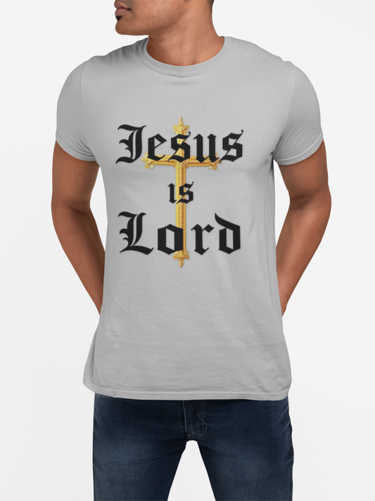Men’s “Jesus is Lord” Christian T-Shirt with Cross – Bold Faith Statement Tee