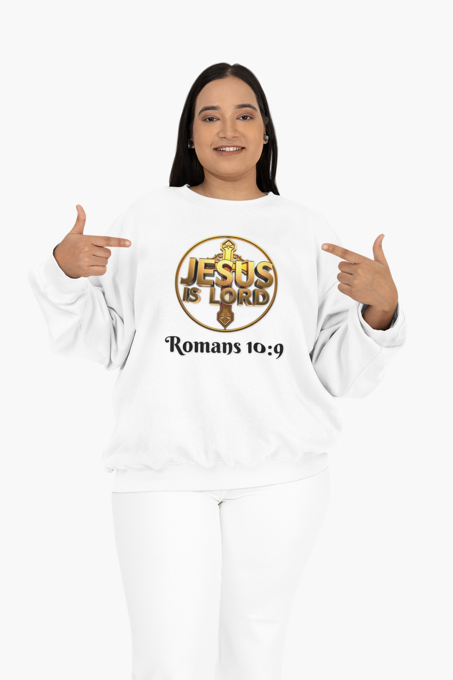 Romans 10:9 Inspired Christian Sweater – Declare Jesus Is Lord & He Is Risen (Dark Lettering)
