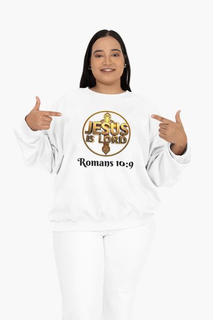 Romans 10:9 Inspired Christian Sweater – Declare Jesus Is Lord & He Is Risen (Dark Lettering)