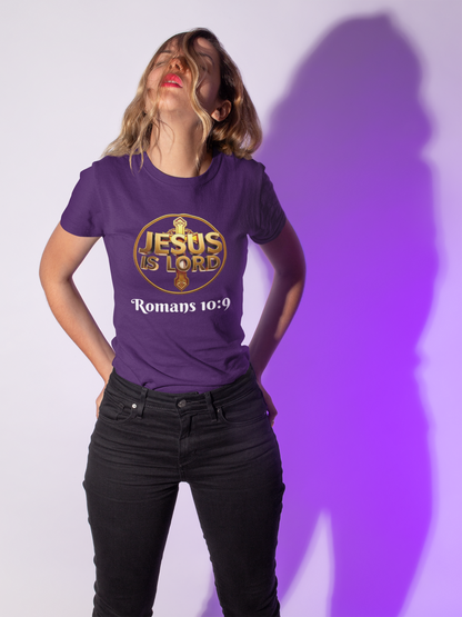 Jesus Is Lord / He Is Risen Christian Tee – Women’s Bold Faith Statement (White Lettering)