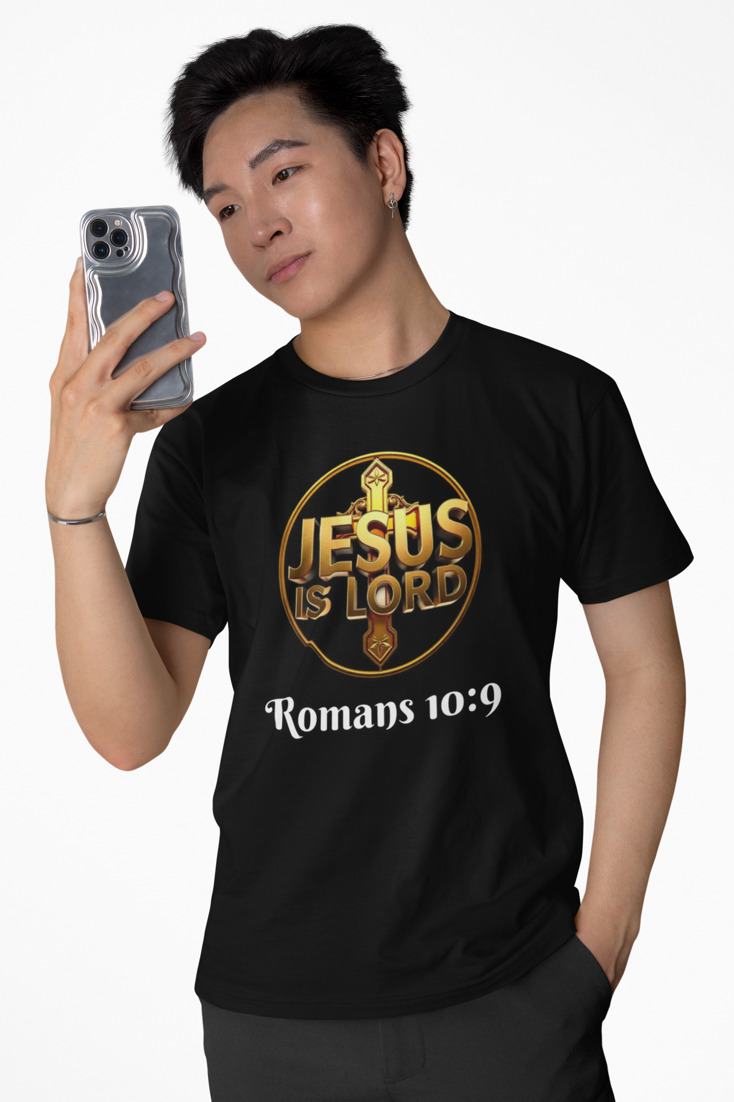 Jesus Is Lord / He Is Risen Christian Tee – Men’s Bold Faith Statement (White Lettering)