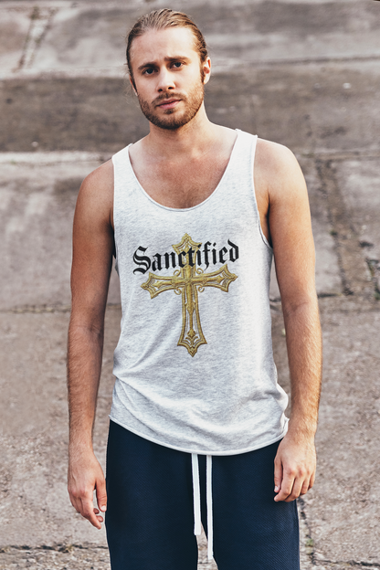 Sanctified Men's Gothic Cross Tank Top – Bold Faith Wear