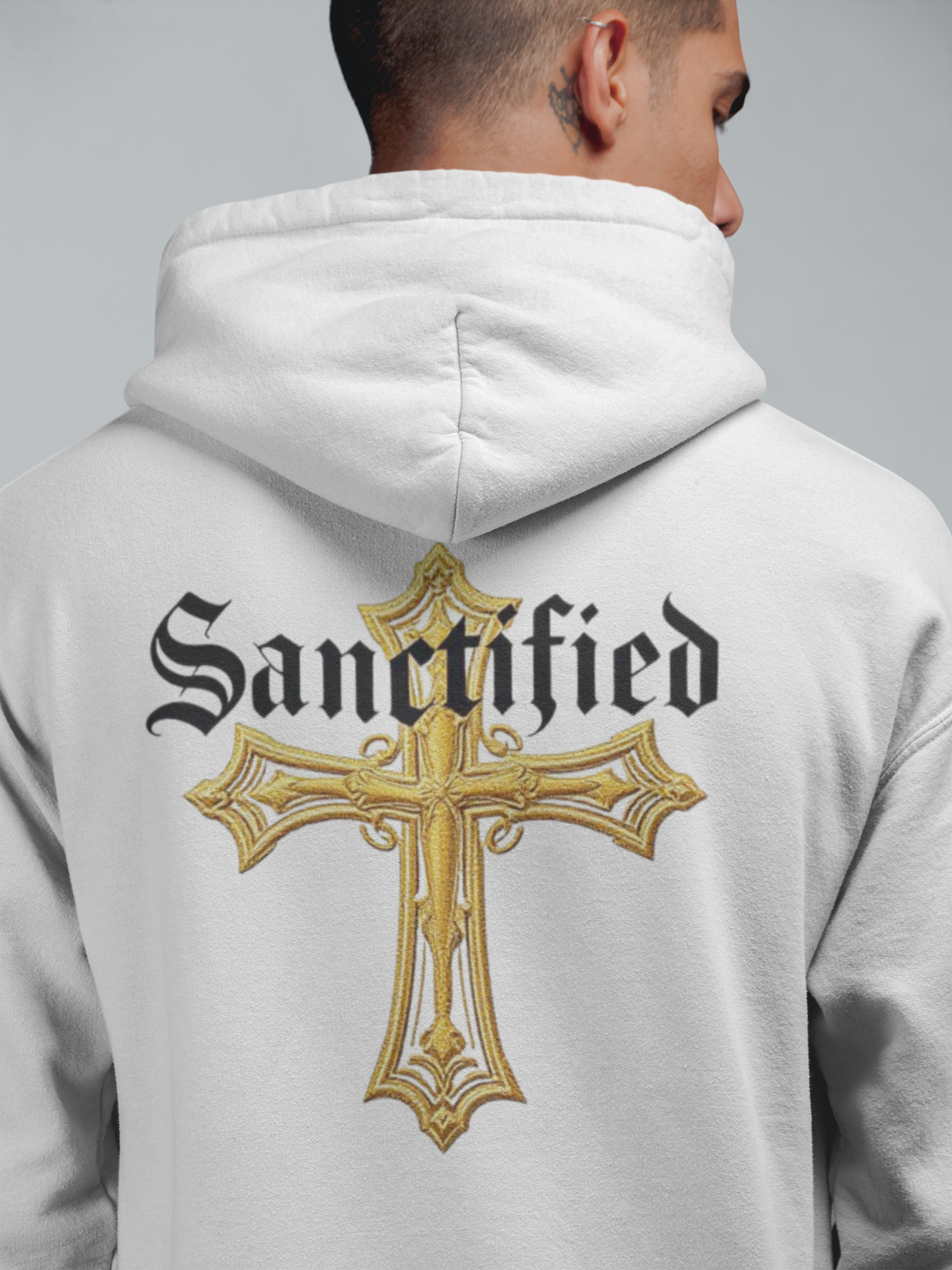 Sanctified Men's Gothic Cross Zip-Up Hoodie – Faith in Comfort