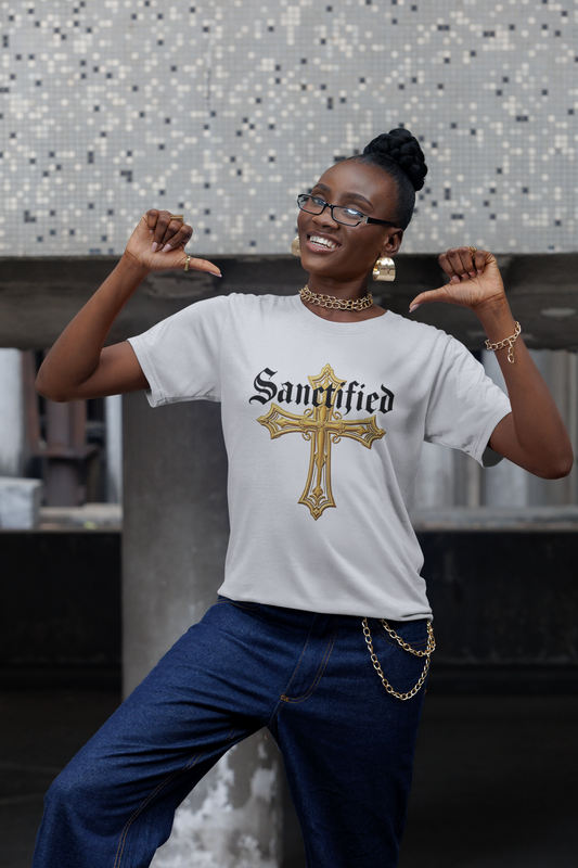 Sanctified Women's Gothic Cross T-Shirt – Faith in Bold Style