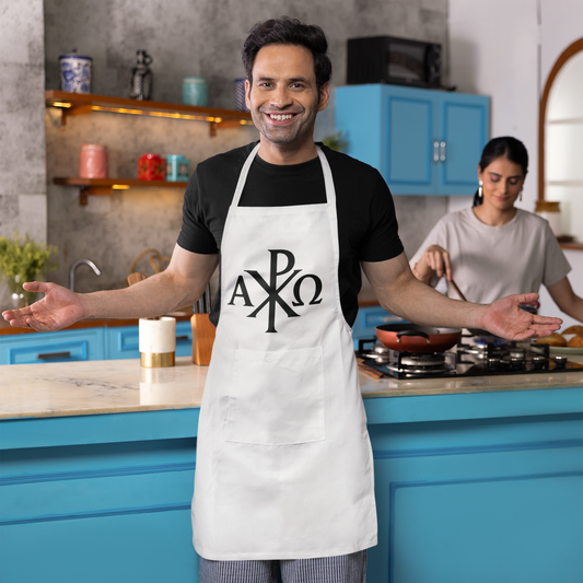 Chi Rho Alpha & Omega Christian Kitchen Apron – Faith in Every Step