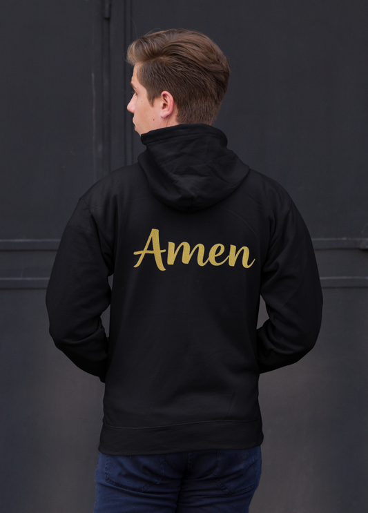 Amen Men’s Zip-Up Hoodie (White Logo)