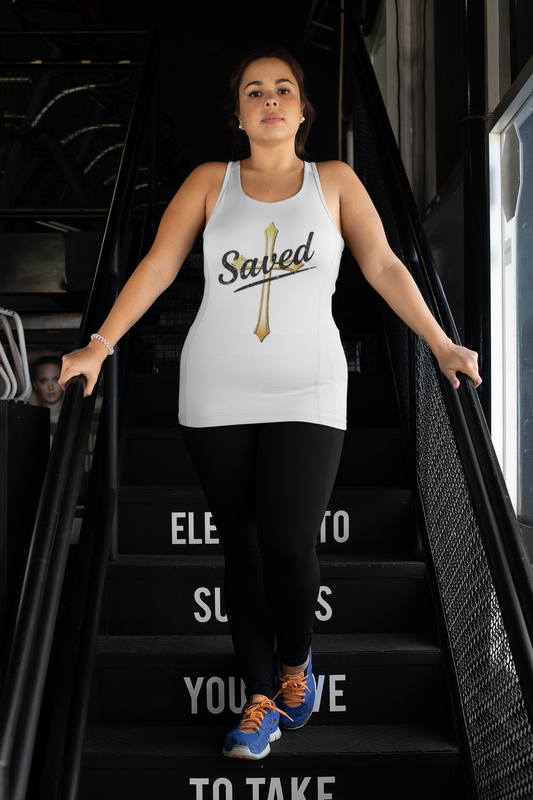 Saved Women’s Christian Tank Top – Gold Cross