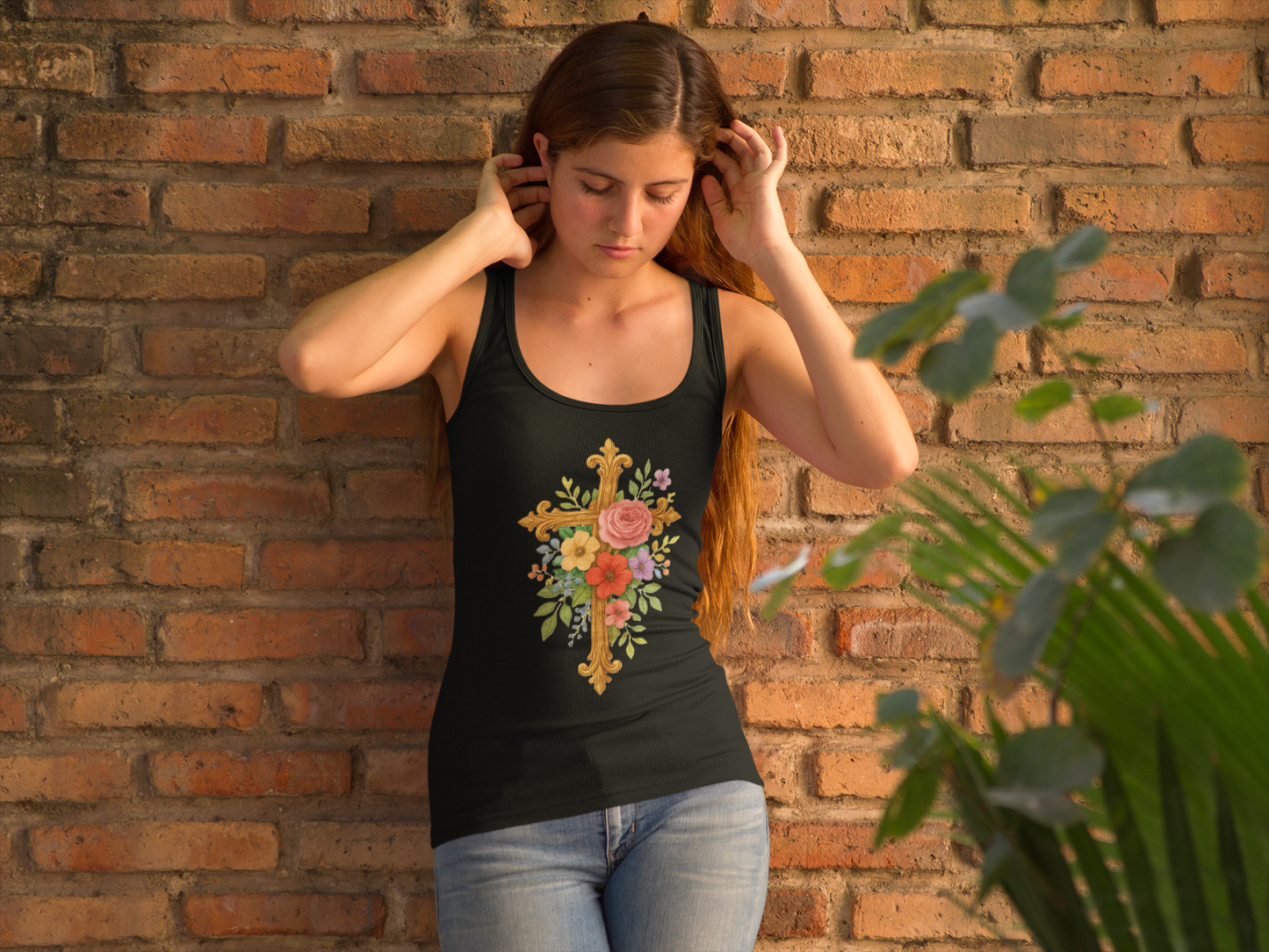 Floral Cross Women’s Tank Top