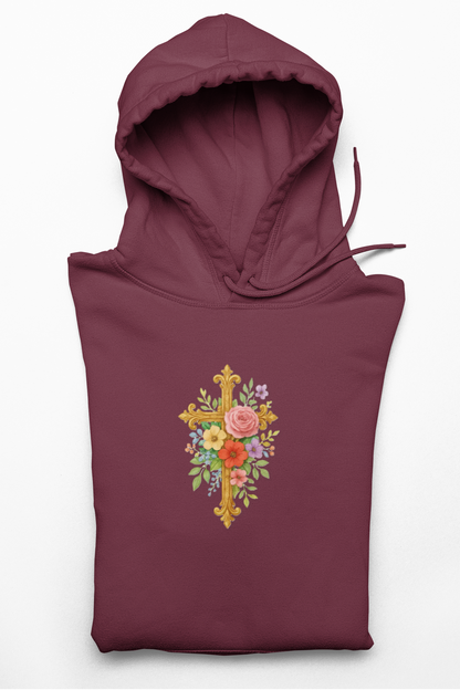 Floral Cross Women’s Christian Hoodie