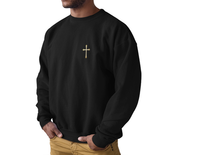 Elegant Gold Cross Men's Sweatshirt