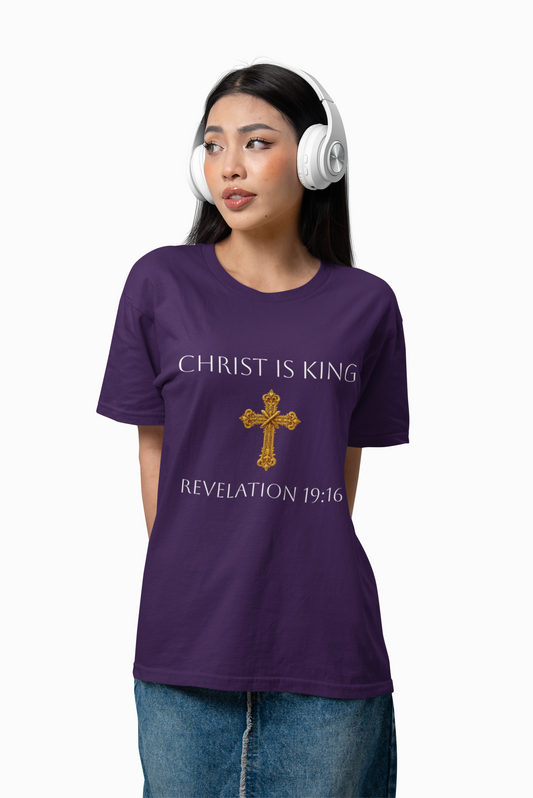 Christ is King Women’s Christian Tee (White Lettering)