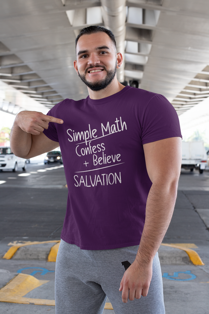 Simple Math of Salvation Men’s Christian T-Shirt (White Chalk)
