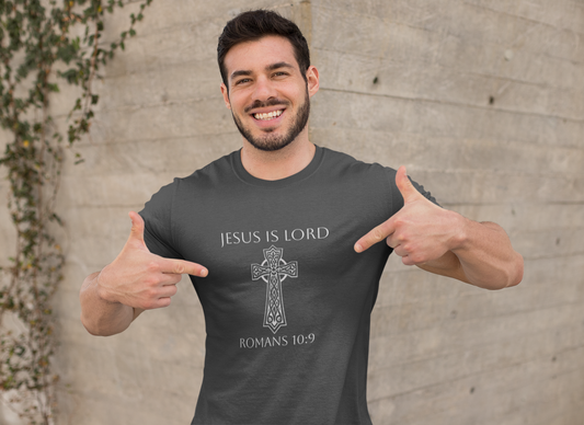 Jesus Is Lord – Men’s Christian Tee (White Lettering)