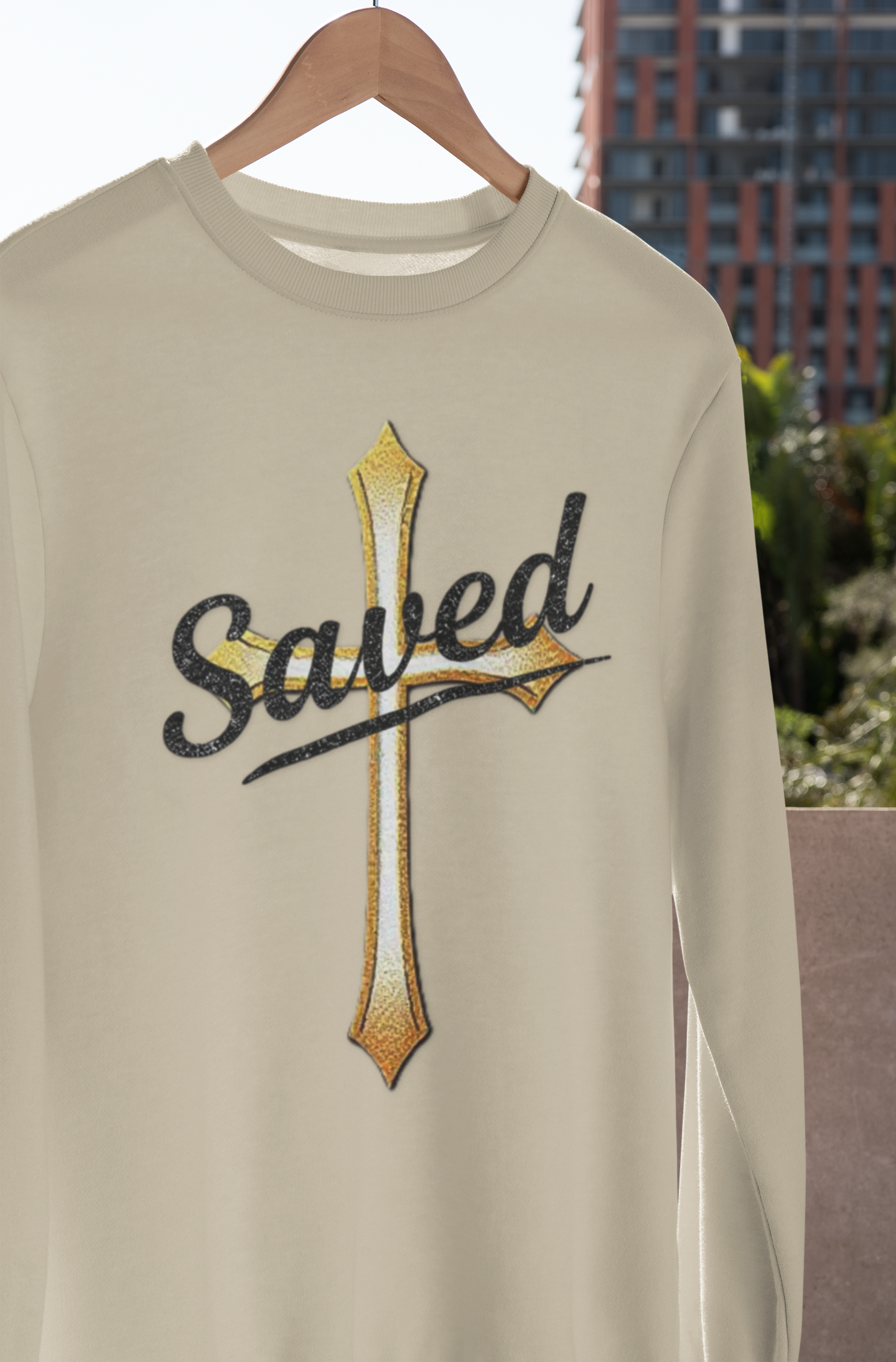 Saved - Men's Christian Sweatshirt with Cross