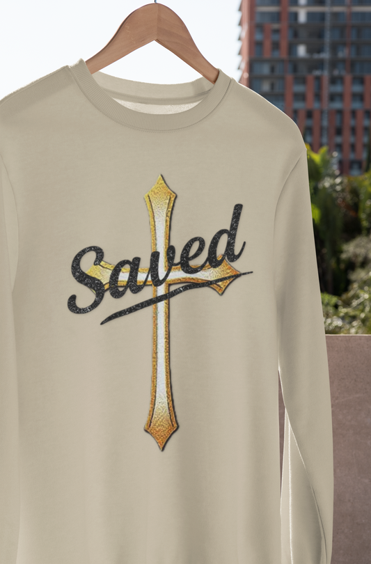 Saved - Men's Christian Sweatshirt with Cross