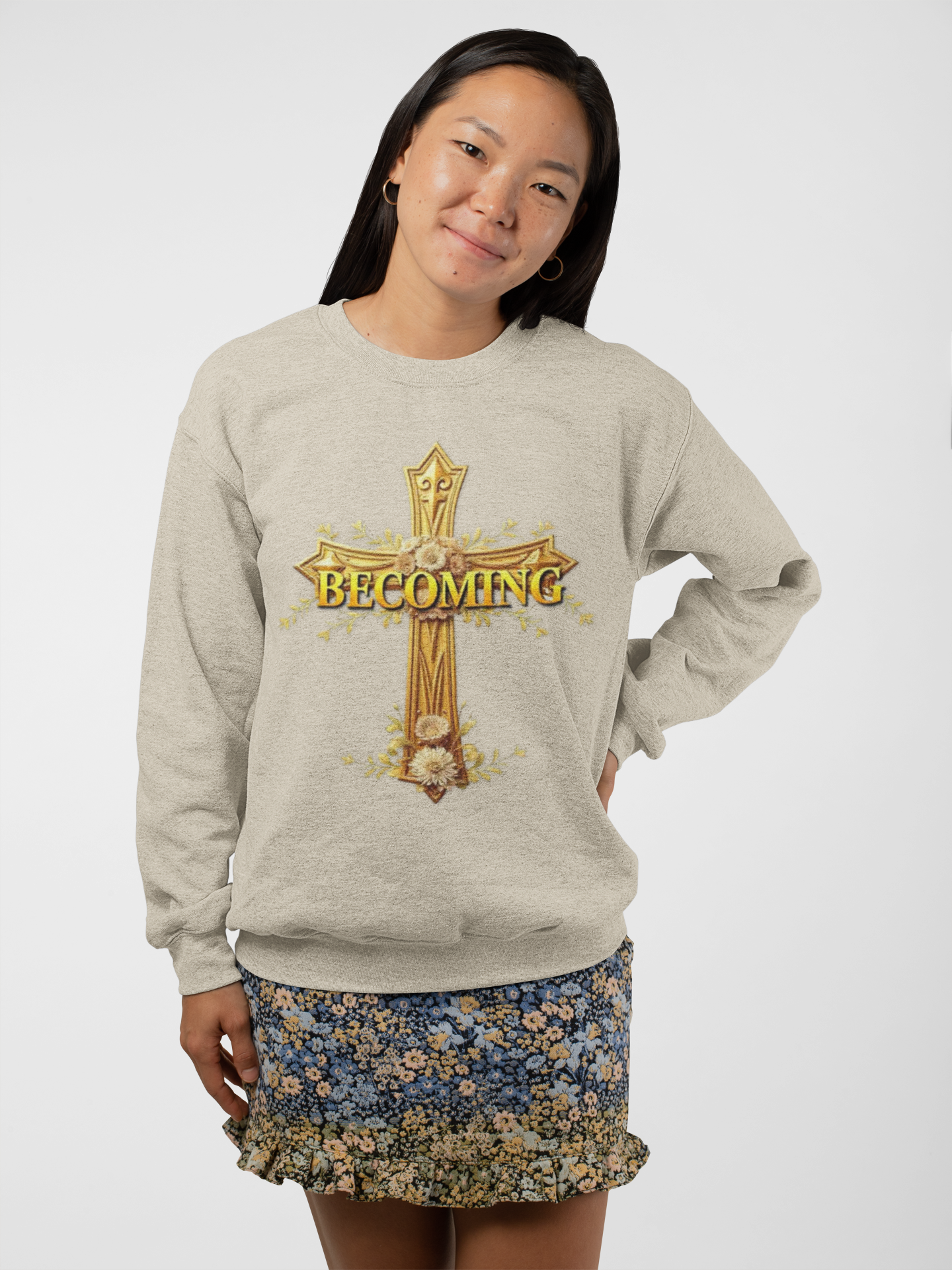 Becoming - Women’s Christian Sweatshirt (Dark Lettering)