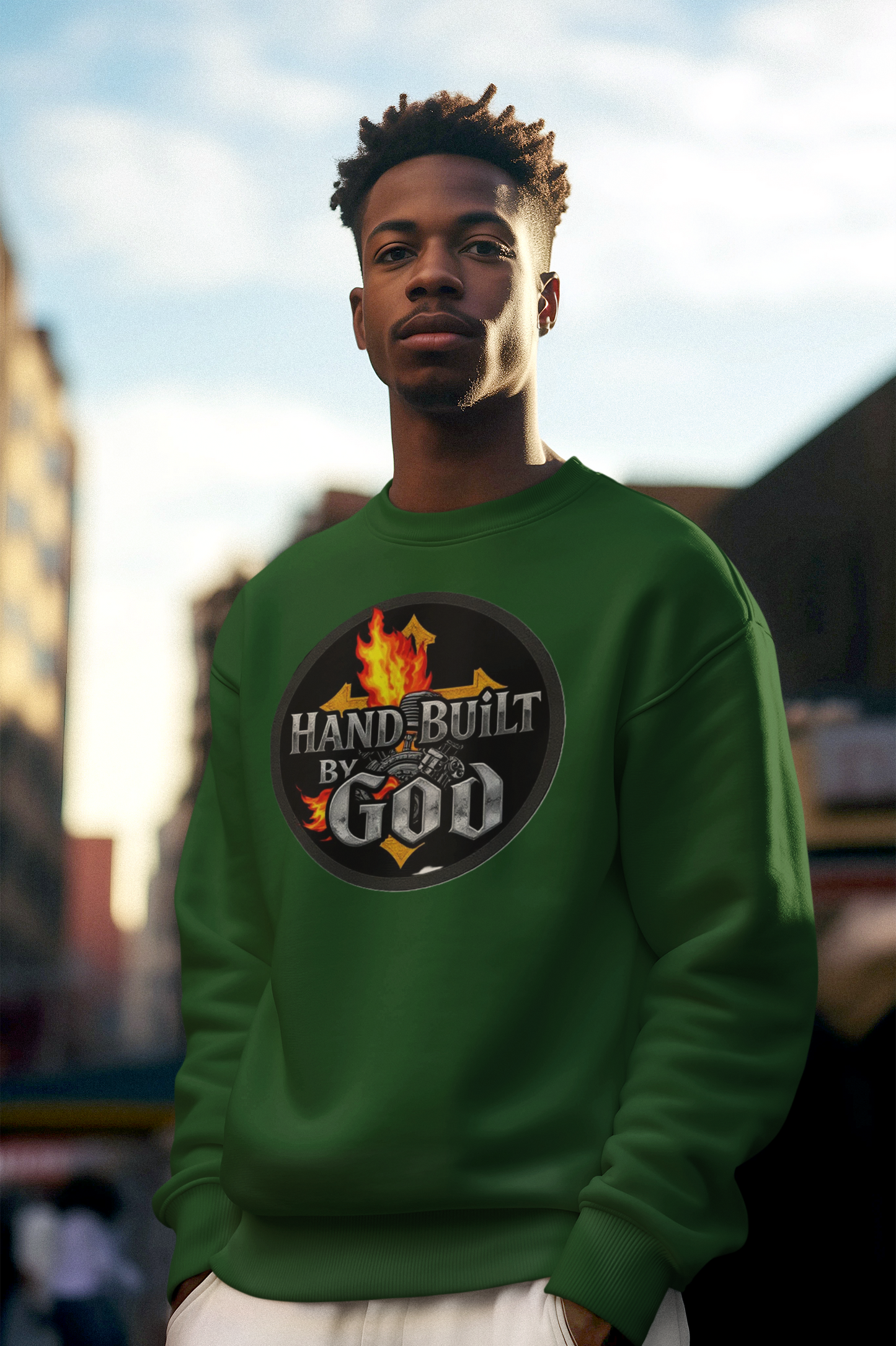 Hand Built by God - Men's Christian Sweatshirt