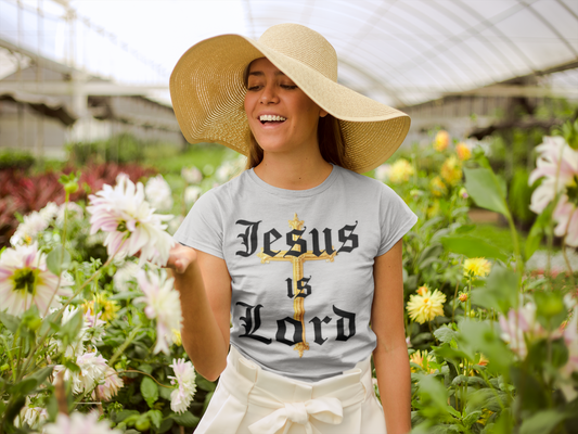 Jesus is Lord with Cross - Women's Christian T-Shirt