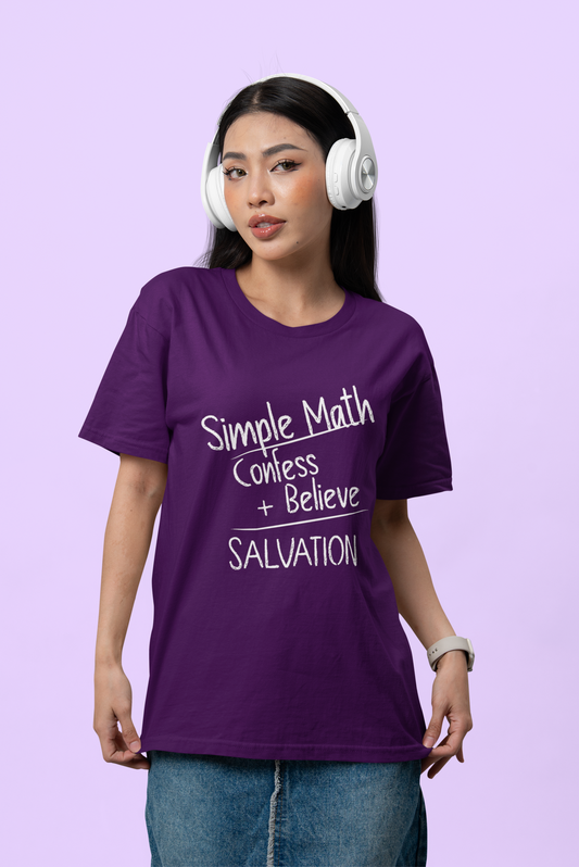 Simple Math of Salvation Women’s Christian T-Shirt (White Chalk)