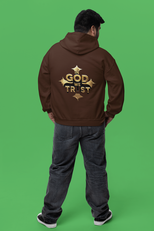 In God We Trust (Gold) - Men's Christian Hoodie with Golden Cross