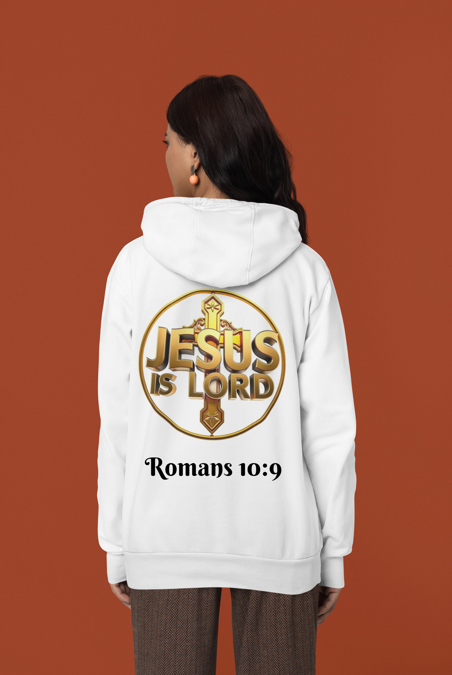 Jesus is Lord - Women's Christian Hoodie with Golden Cross