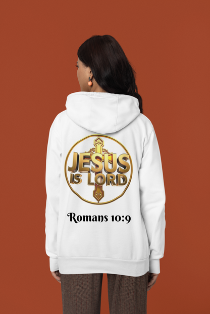 Jesus is Lord - Women's Christian Hoodie with Golden Cross