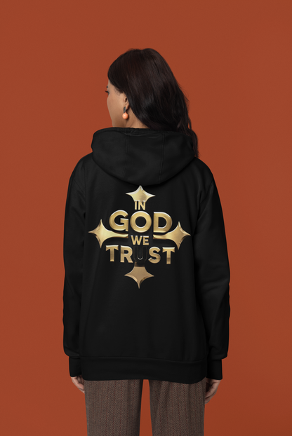 In God We Trust (Gold) - Women's Christian Hoodie with Golden Cross