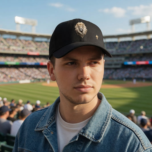 Christ is King (Lion of Judah) - Baseball Cap with Gold Cross