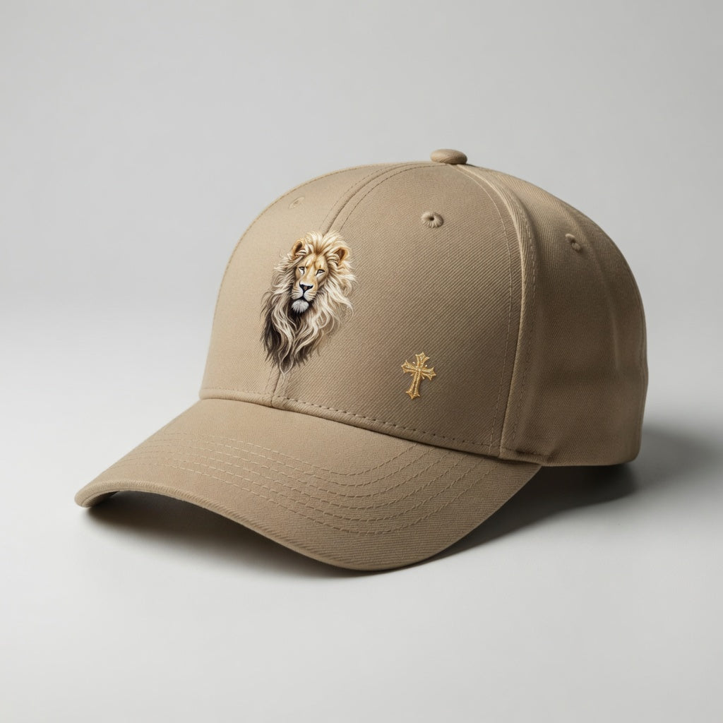 Christ is King (Lion of Judah) - Women's Baseball Cap with Gold Cross