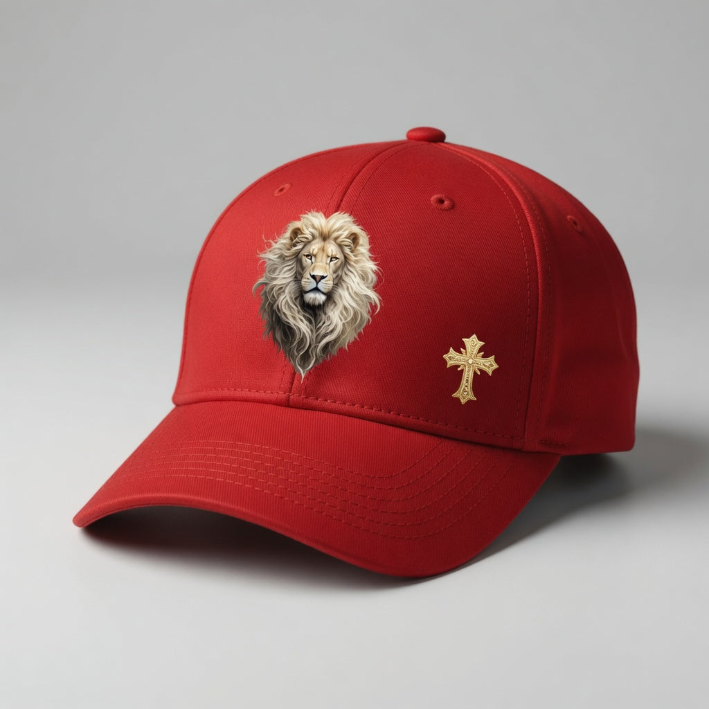 Christ is King (Lion of Judah) - Women's Baseball Cap with Gold Cross