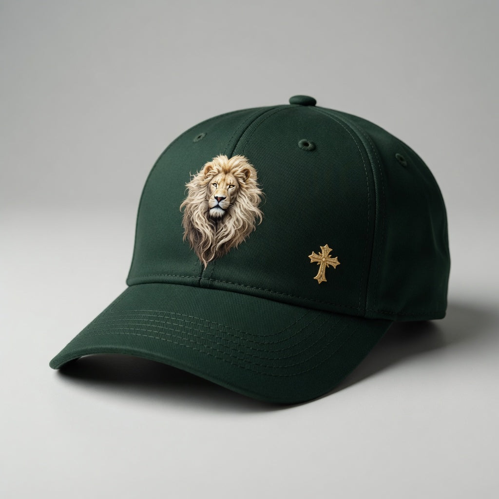 Christ is King (Lion of Judah) - Women's Baseball Cap with Gold Cross