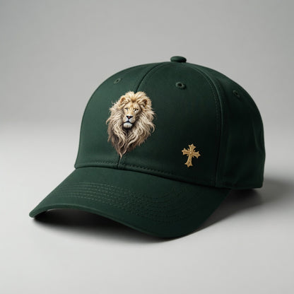 Christ is King (Lion of Judah) - Women's Baseball Cap with Gold Cross