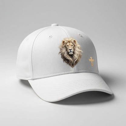 Christ is King (Lion of Judah) - Women's Baseball Cap with Gold Cross