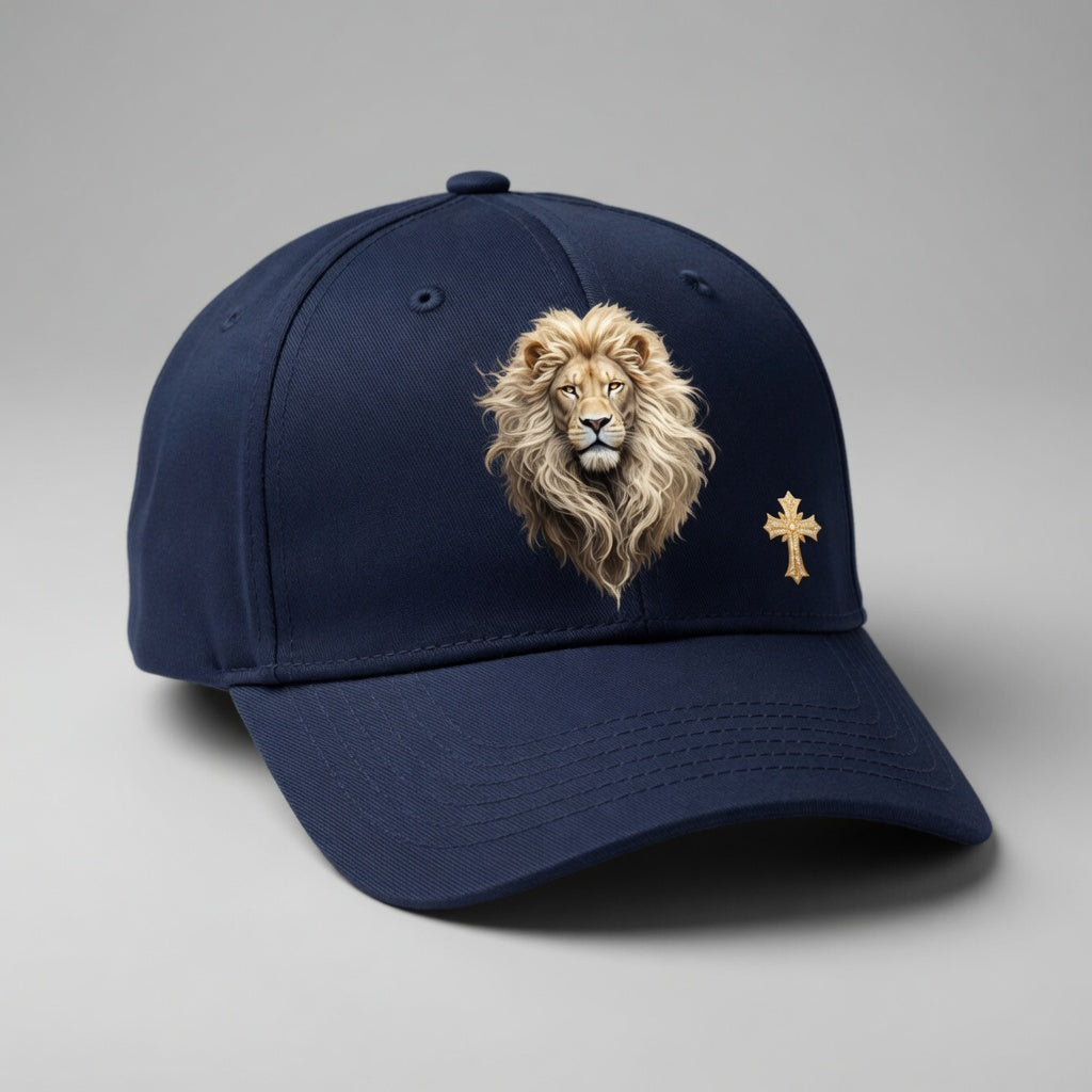 Christ is King (Lion of Judah) - Women's Baseball Cap with Gold Cross