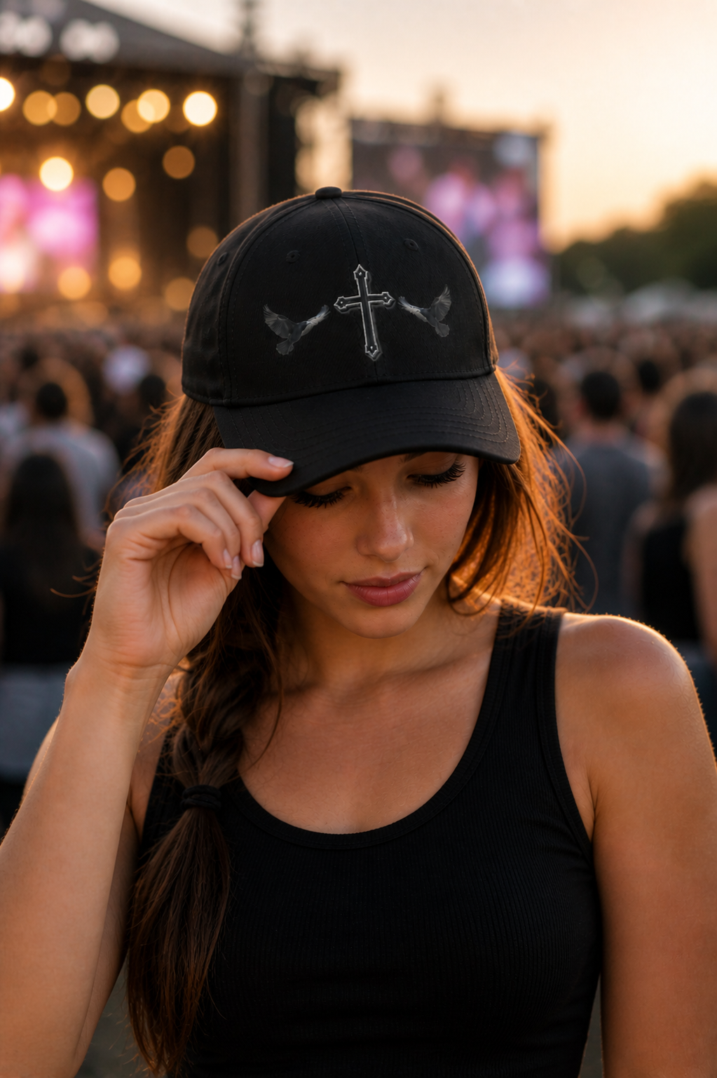 Black Crows & Cross Christian Cap
