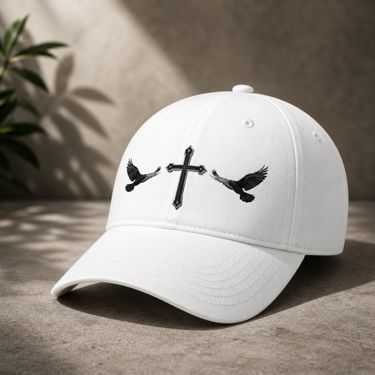 Black Crows & Cross Christian Cap