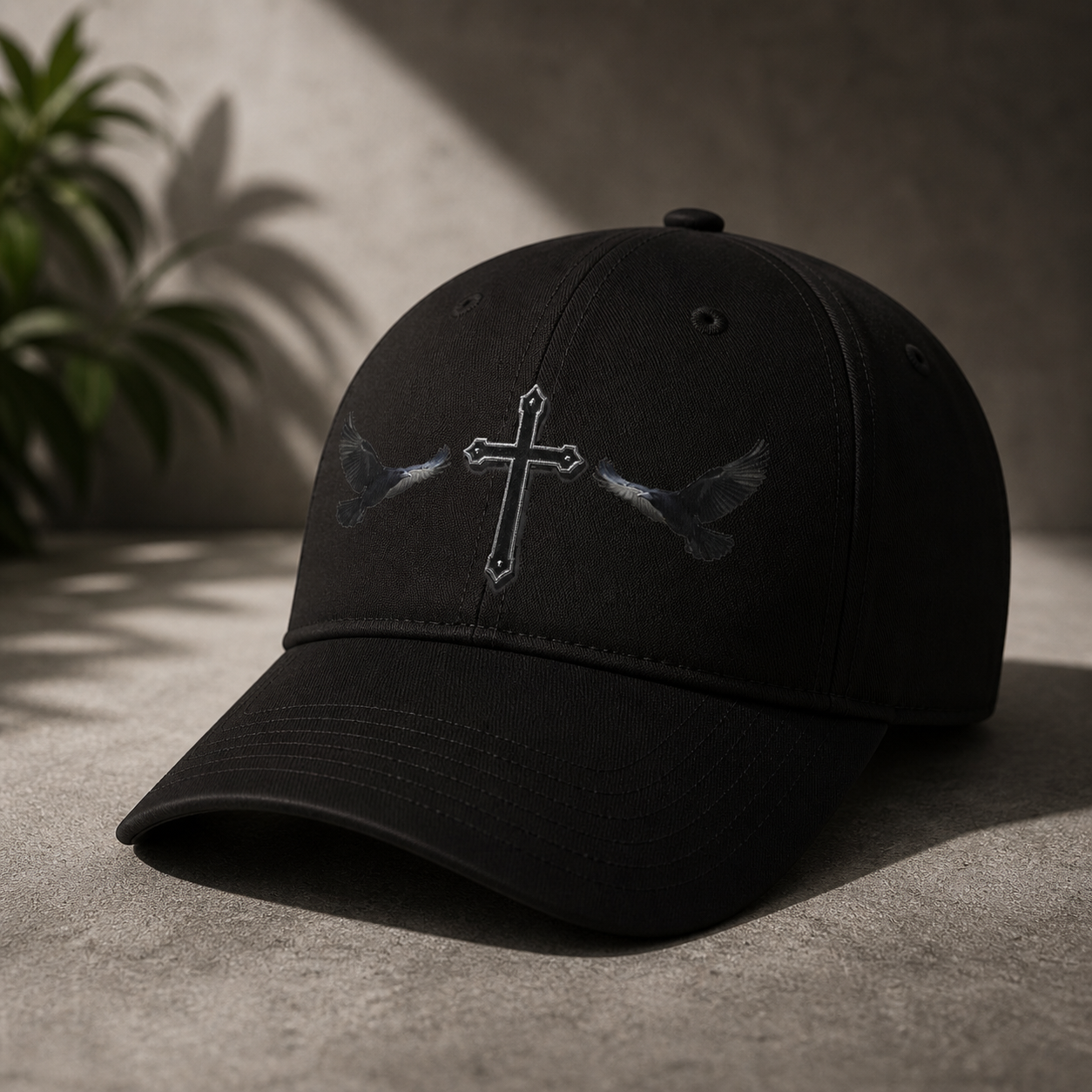 Black Crows & Cross Christian Cap