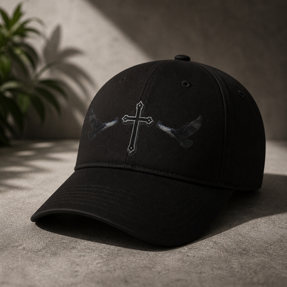 Black Crows & Cross Christian Cap