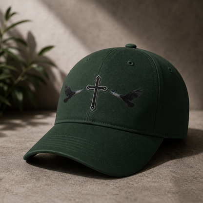Black Crows & Cross Christian Cap