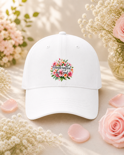 Women’s “Handcrafted by God” Low Profile Baseball Cap – Christian Faith Embroidered Hat