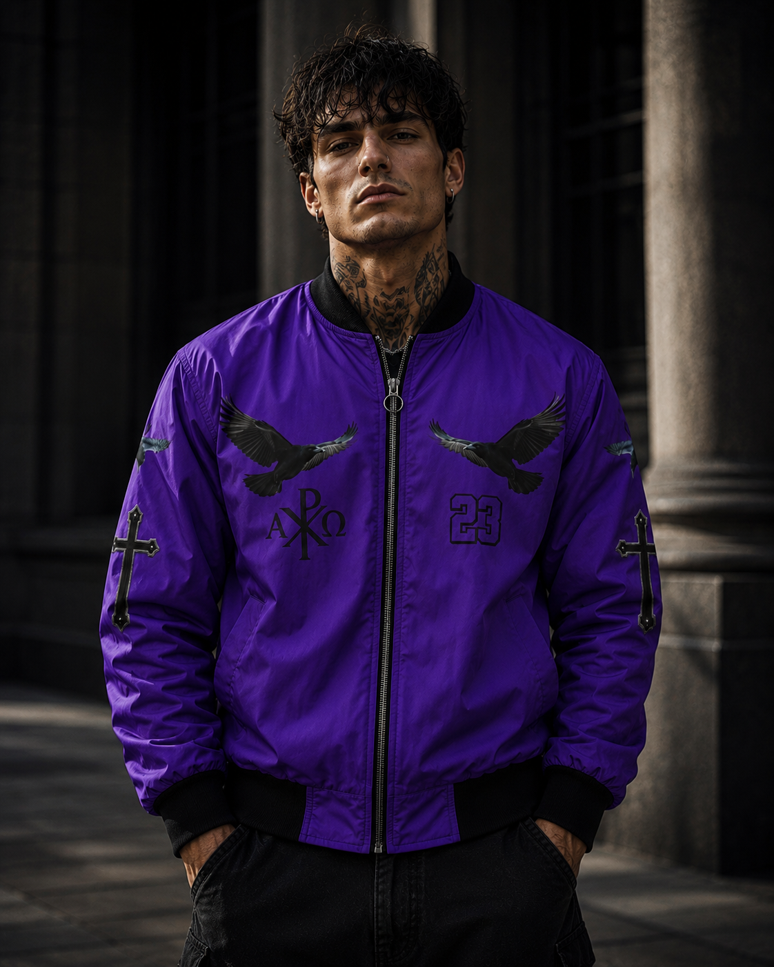 Eternal Watch – Men’s Bomber Jacket (Purple)