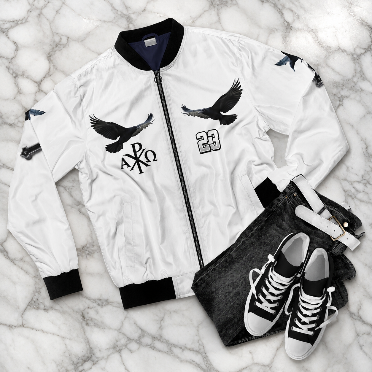 Faithful Guardians – Cross & Crows Men’s Bomber Jacket
