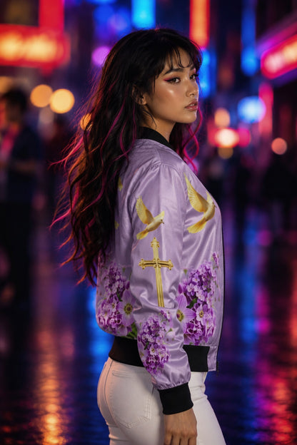 Heavenly Ascent – Women’s Bomber Jacket in Mauve
